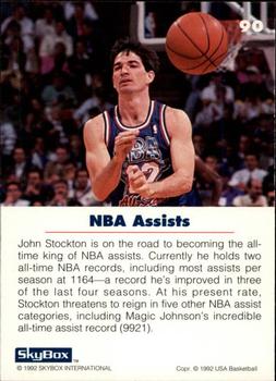 1992 SkyBox USA #90 John Stockton Back
