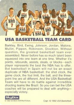 1992 SkyBox USA #NNO USA Basketball Team Card Back