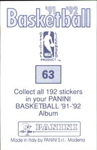 1991-92 Panini Stickers #63 Pooh Richardson Back