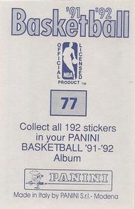1991-92 Panini Stickers #77 David Robinson Back