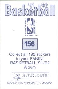 1991-92 Panini Stickers #156 Sam Bowie Back