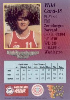 1991-92 Wild Card #18 Phil Zevenbergen Back