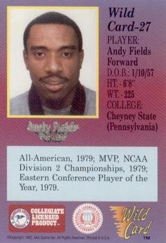 1991-92 Wild Card #27 Andy Fields Back