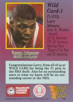 1991-92 Wild Card #1 Larry Johnson Back