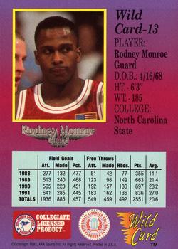1991-92 Wild Card #13 Rodney Monroe Back