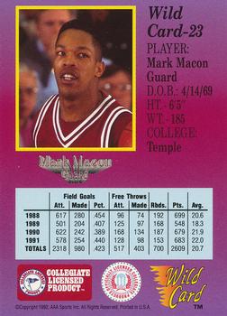 1991-92 Wild Card #23 Mark Macon Back