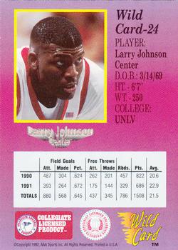 1991-92 Wild Card #24 Larry Johnson Back