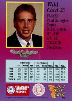 1991-92 Wild Card #35 Chad Gallagher Back