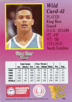 1991-92 Wild Card #43 King Rice Back