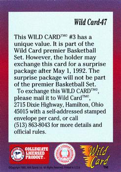 1991-92 Wild Card #47 Surprise Card #3 Back