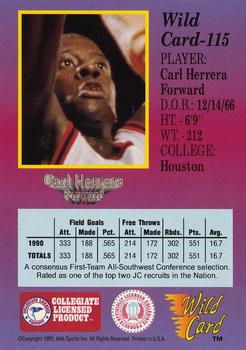 1991-92 Wild Card #115 Carl Herrera Back