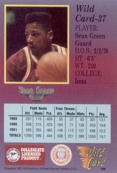 1991-92 Wild Card #37 Sean Green Back