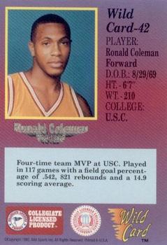1991-92 Wild Card #42 Ronald Coleman Back