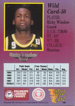 1991-92 Wild Card #50 Ricky Winslow Back