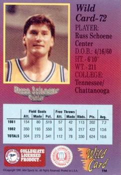 1991-92 Wild Card #72 Russ Schoene Back