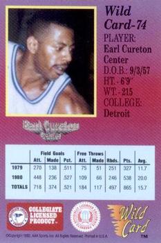 1991-92 Wild Card #74 Earl Cureton Back