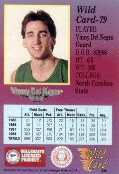 1991-92 Wild Card #79 Vinny Del Negro Back