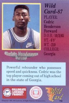 1991-92 Wild Card #87 Cedric Henderson Back