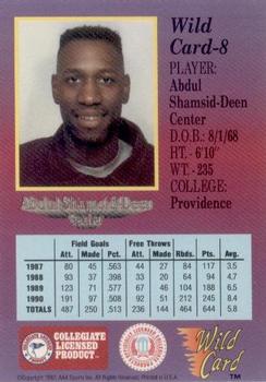 1991-92 Wild Card #8 Abdul Shamsid-Deen Back