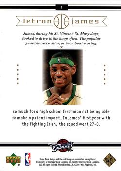 2003 Upper Deck LeBron James Box Set #1 LeBron James Back