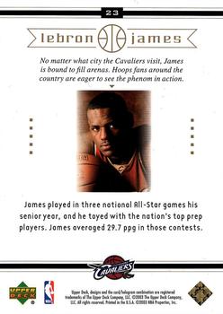 2003 Upper Deck LeBron James Box Set #23 LeBron James Back