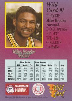 1991-92 Wild Card - 100 Stripe #91 Mike Brooks Back