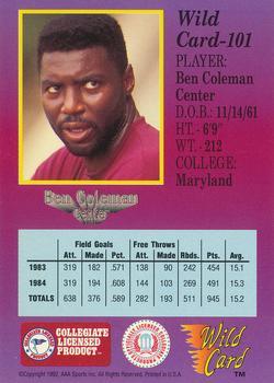 1991-92 Wild Card - 100 Stripe #101 Ben Coleman Back