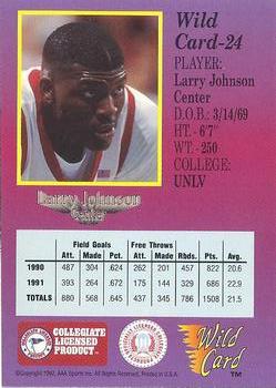 1991-92 Wild Card - 20 Stripe #24 Larry Johnson Back