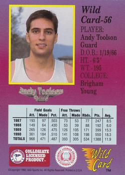 1991-92 Wild Card - 20 Stripe #56 Andy Toolson Back