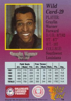 1991-92 Wild Card - 5 Stripe #29 Graylin Warner Back