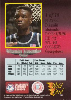 1991-92 Wild Card - Red Hot Rookies #1 Dikembe Mutombo Back