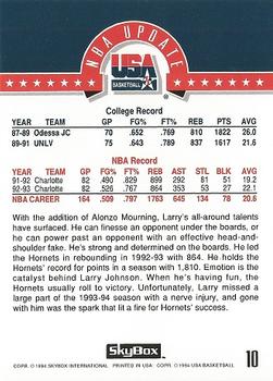 1994 SkyBox USA #10 Larry Johnson Back