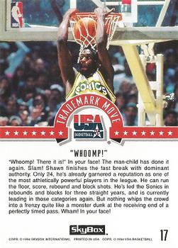 1994 SkyBox USA #17 Shawn Kemp Back