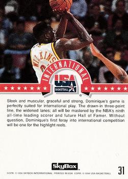 1994 SkyBox USA #31 Dominique Wilkins Back