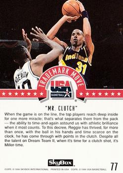 1994 SkyBox USA #77 Reggie Miller Back