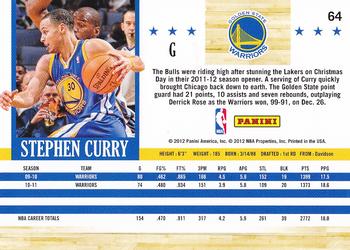 2011-12 Hoops #64 Stephen Curry Back