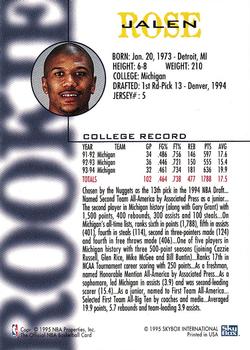 1994-95 Hoops Schick NBA Rookies #NNO Jalen Rose Back