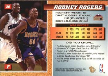 1994-95 Topps Embossed - Golden Idols #26 Rodney Rogers Back