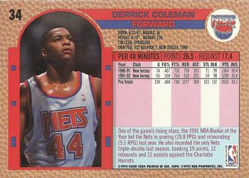 1992-93 Fleer Drake's #34 Derrick Coleman Back