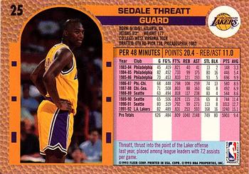 1992-93 Fleer Drake's #25 Sedale Threatt Back