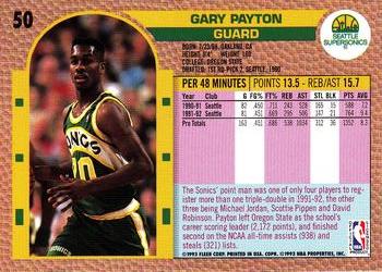 1992-93 Fleer Drake's #50 Gary Payton Back