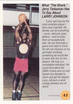 1991 Front Row #47 Larry Johnson Back
