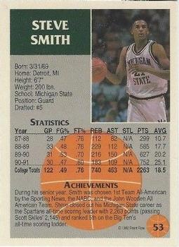 1991 Front Row Update #53 Steve Smith Back