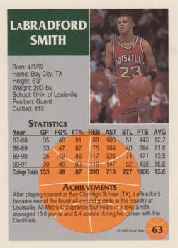 1991 Front Row Update #63 LaBradford Smith Back