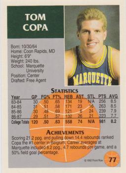 1991 Front Row Update #77 Tom Copa Back