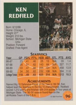 1991 Front Row Update #96 Ken Redfield Back