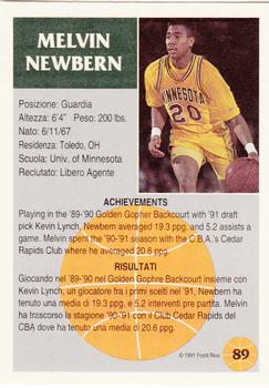 1991 Front Row Italian/English #89 Melvin Newbern Back