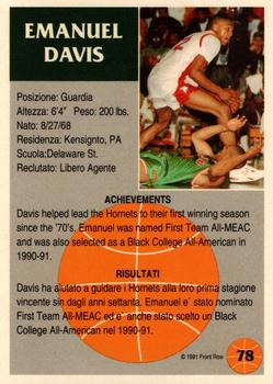 1991 Front Row Italian/English - Gold #78 Emanual Davis Back