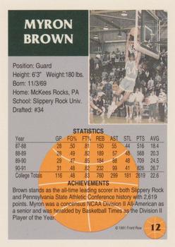 1991 Front Row - Silver #12 Myron Brown Back