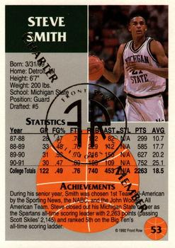 1991 Front Row Update - Gold Charter Member #53 Steve Smith Back
